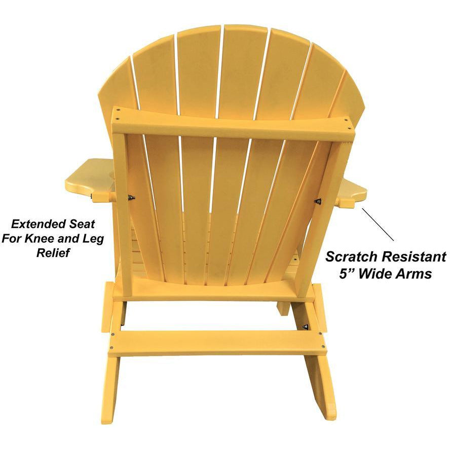 DuraWeather Poly&reg; King Size Folding Adirondack Chair - (Lemon Yellow)